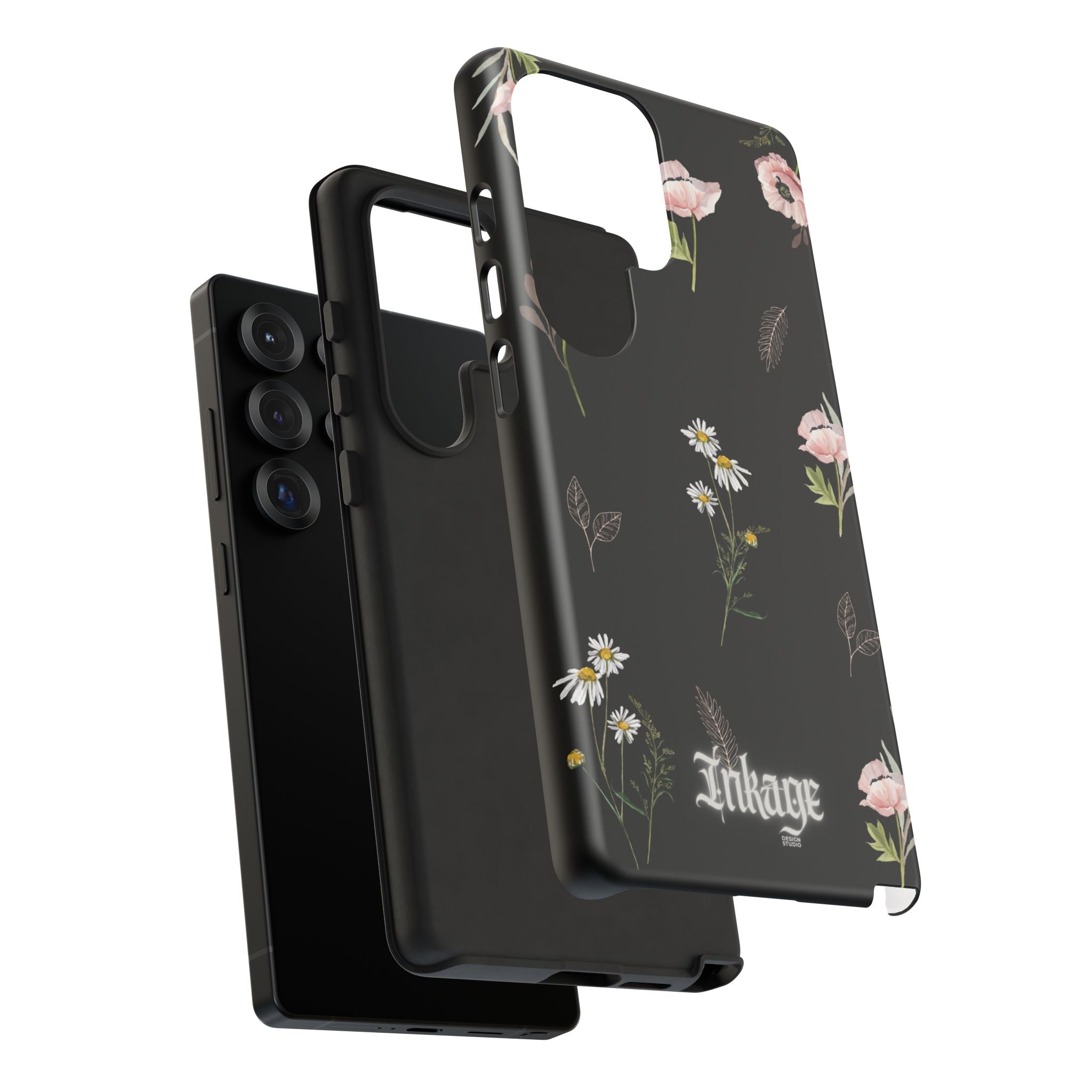 Elegant Black Floral Tough Phone Cases (Minimal)