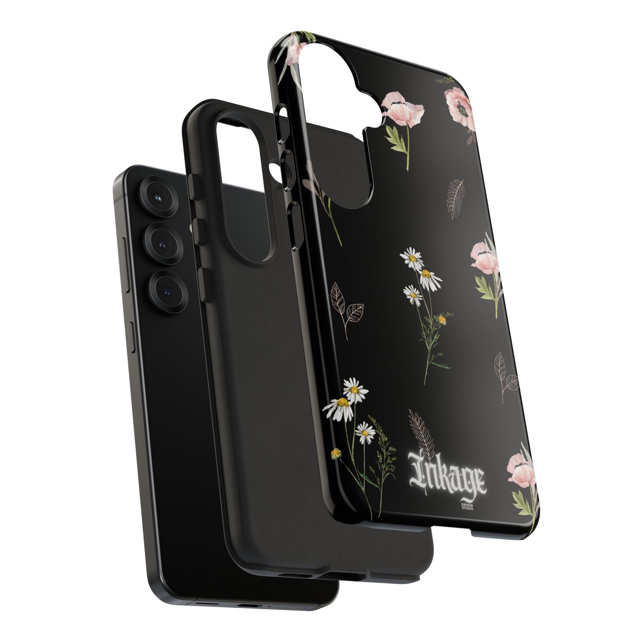 Elegant Black Floral Tough Phone Cases (Minimal)