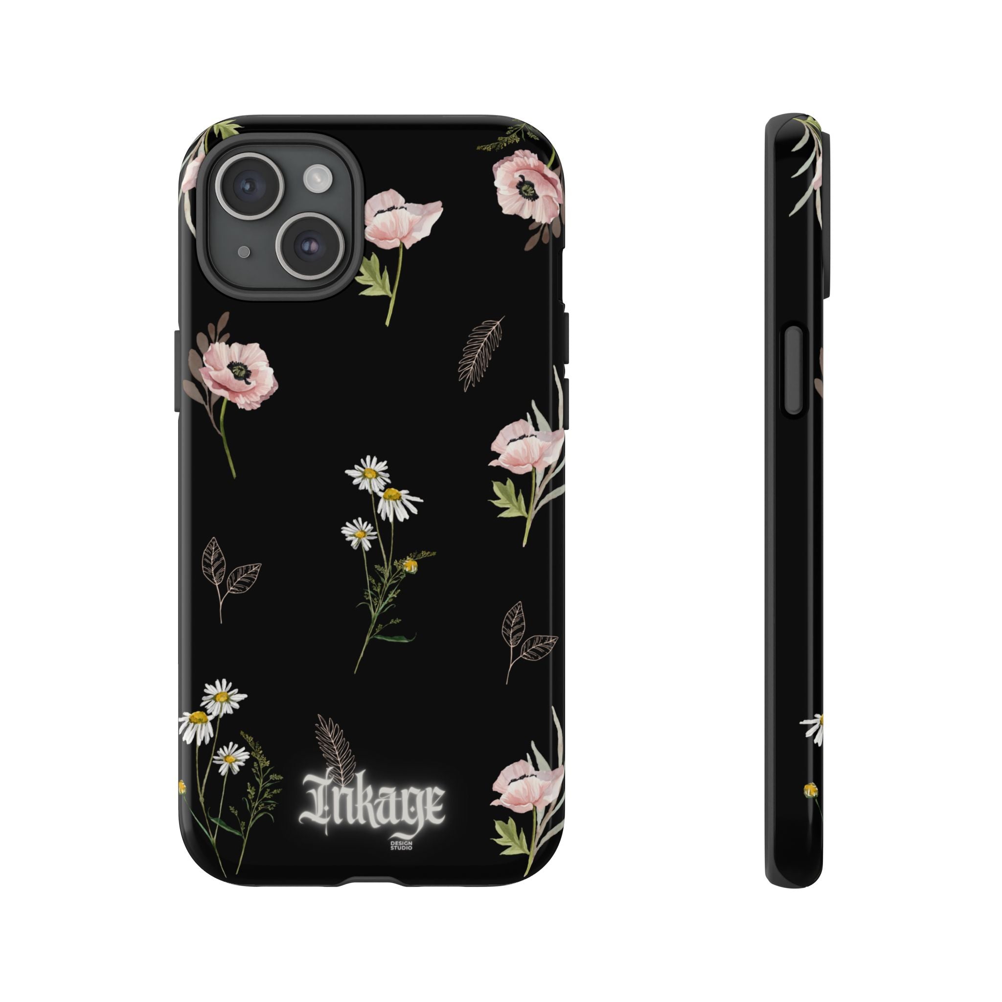 Elegant Black Floral Tough Phone Cases (Minimal)