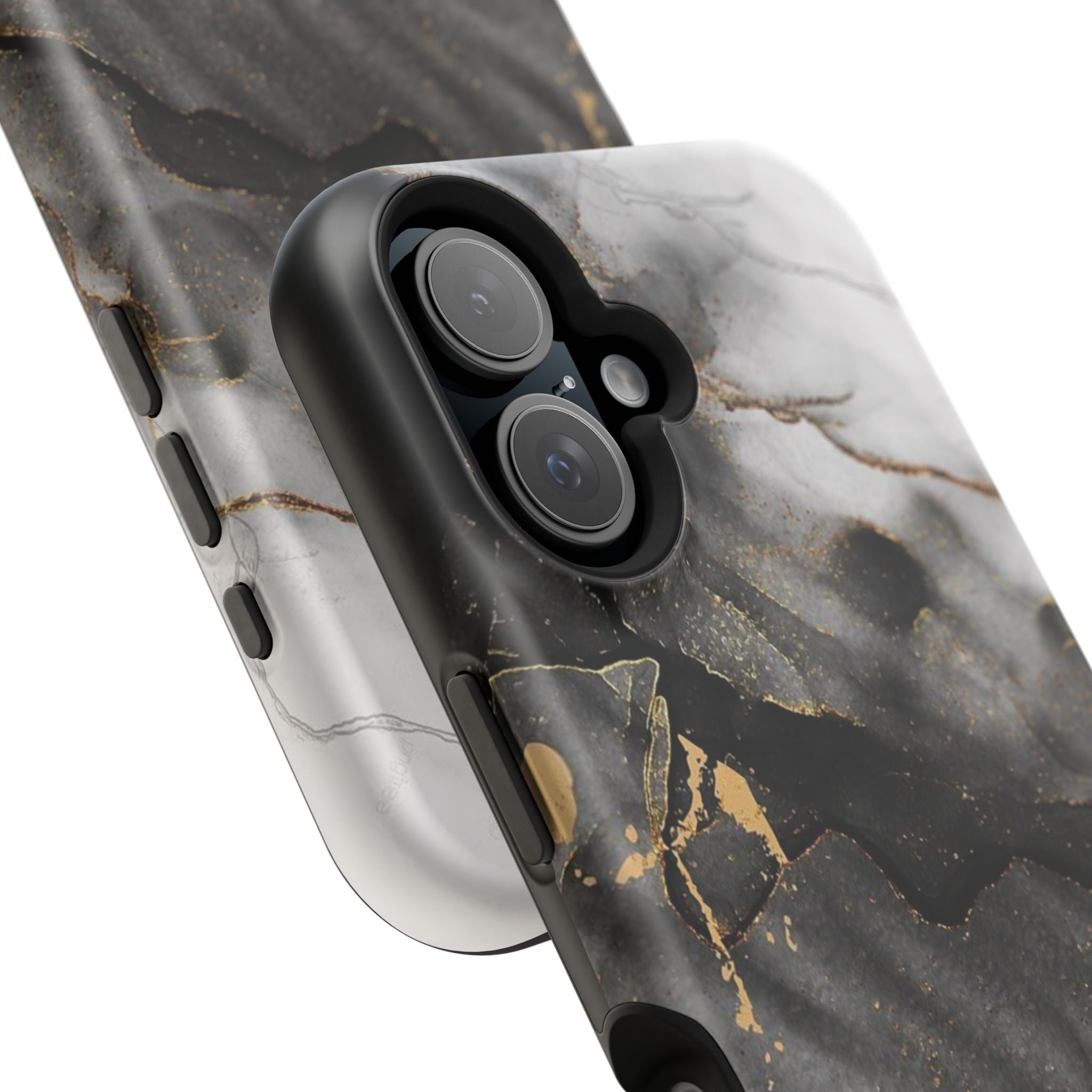 White Noir Marble Gold Foil Magnetic Phone Cases (Minimal)
