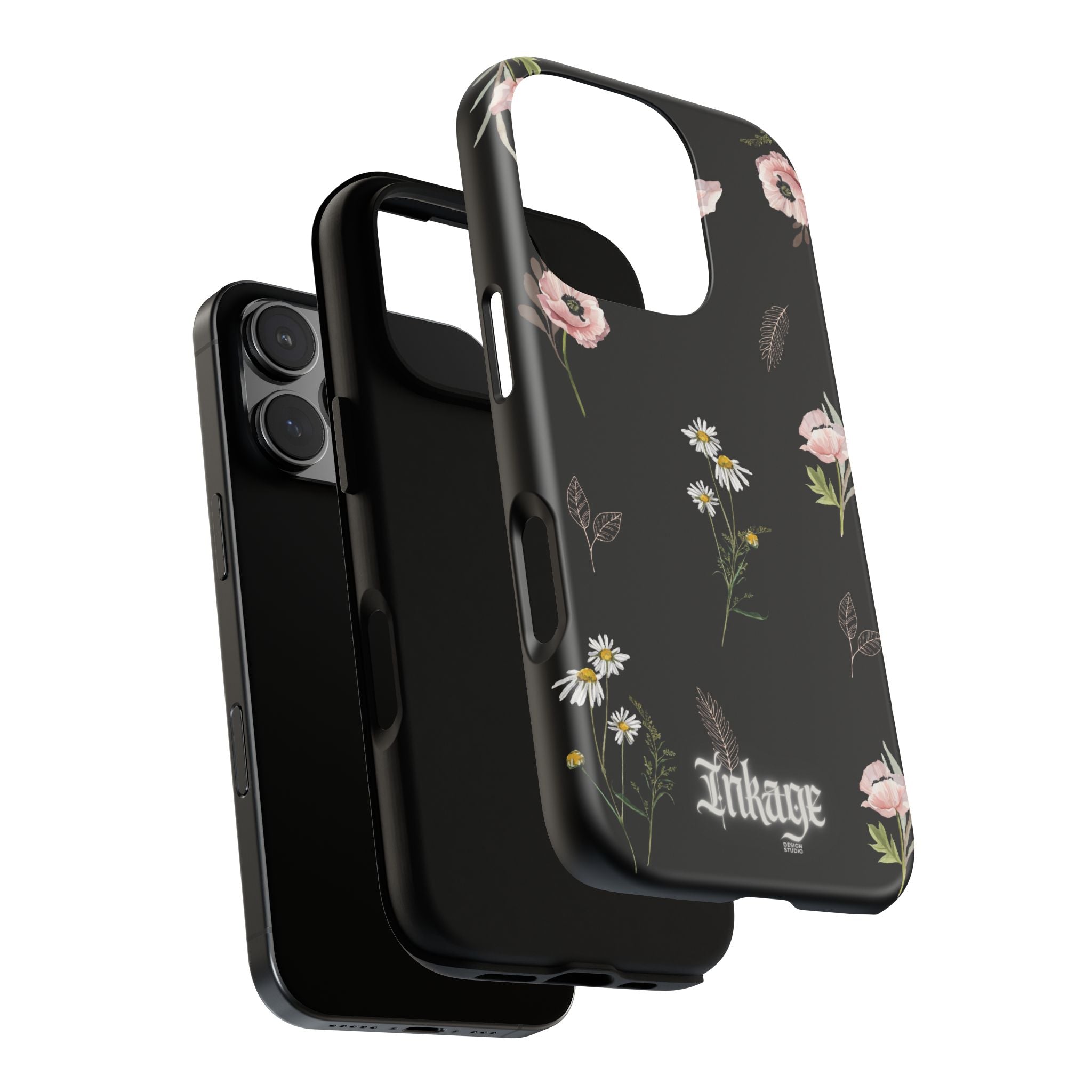 Elegant Black Floral Tough Phone Cases (Minimal)