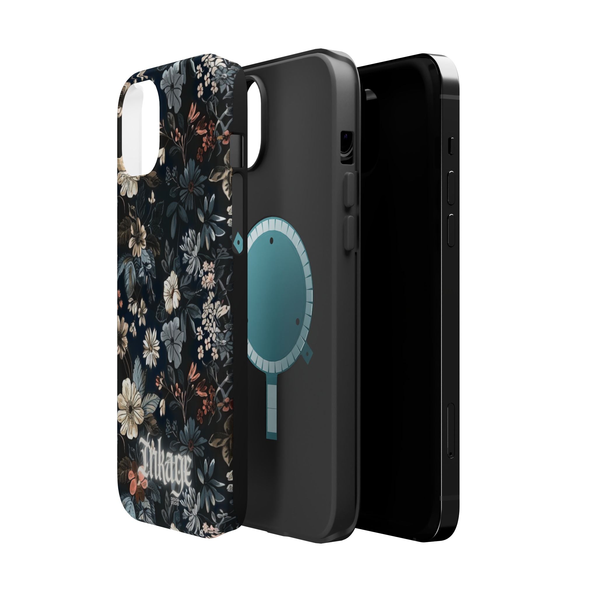 Black Florals Magnetic Phone Cases (Minimal)
