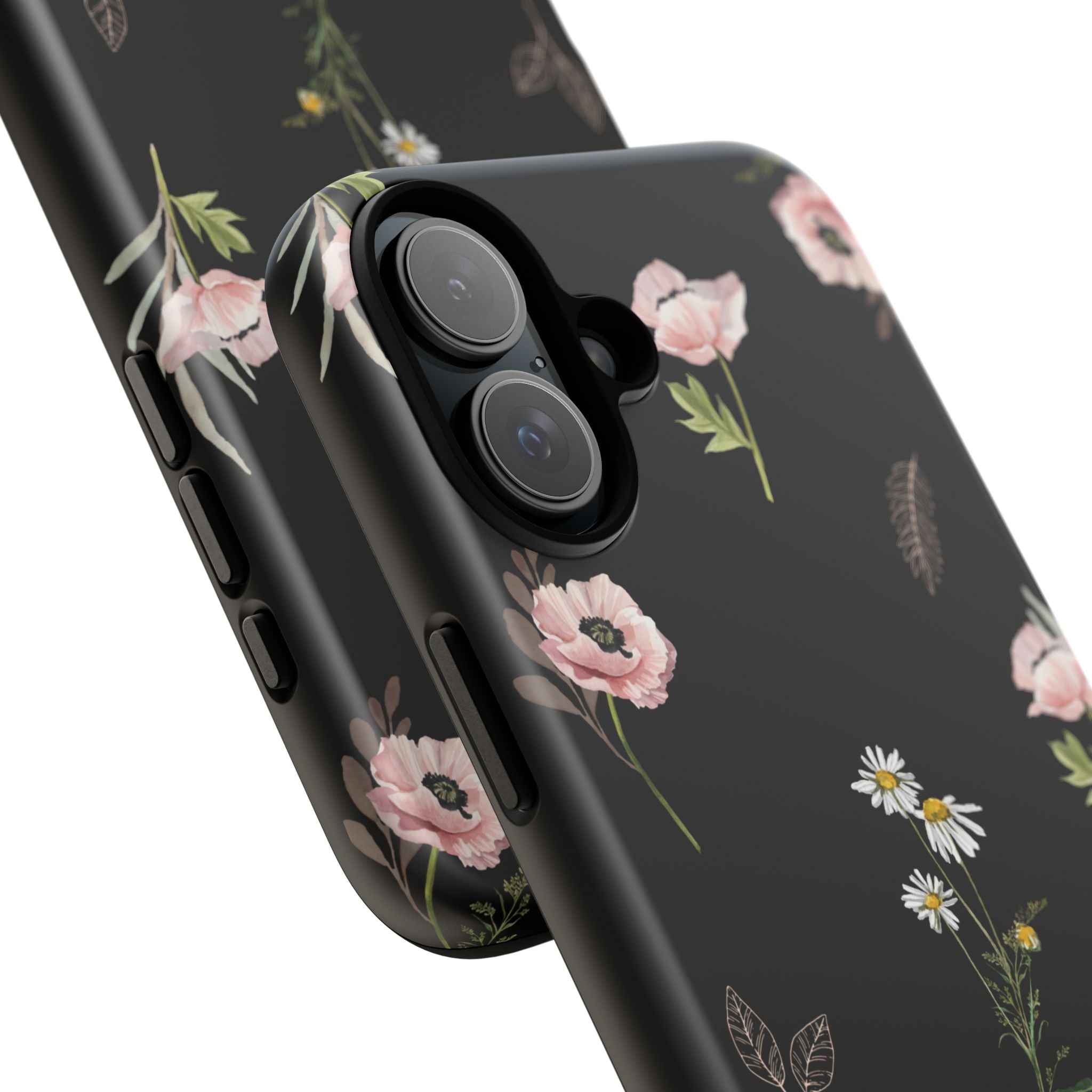 Elegant Black Floral Tough Phone Cases (Minimal)