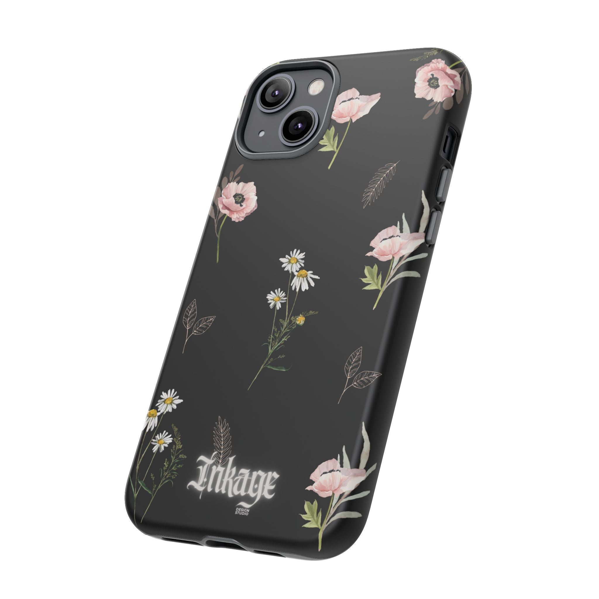 Elegant Black Floral Tough Phone Cases (Minimal)