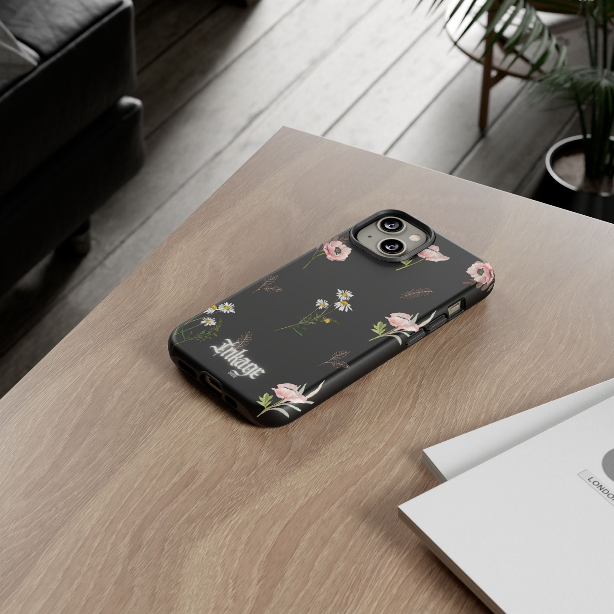 Elegant Black Floral Tough Phone Cases (Minimal)