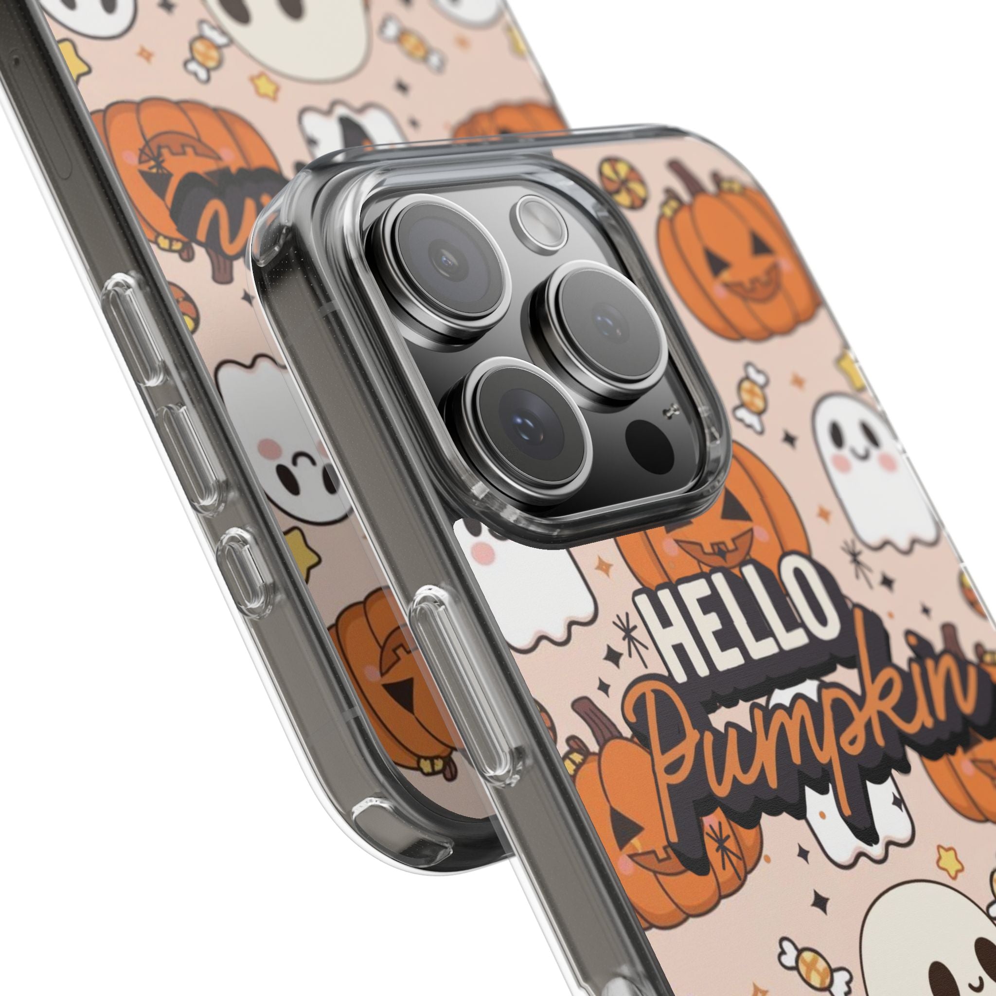 Cute Pumpkin Ghost Clear Impact Phone Case (Season)