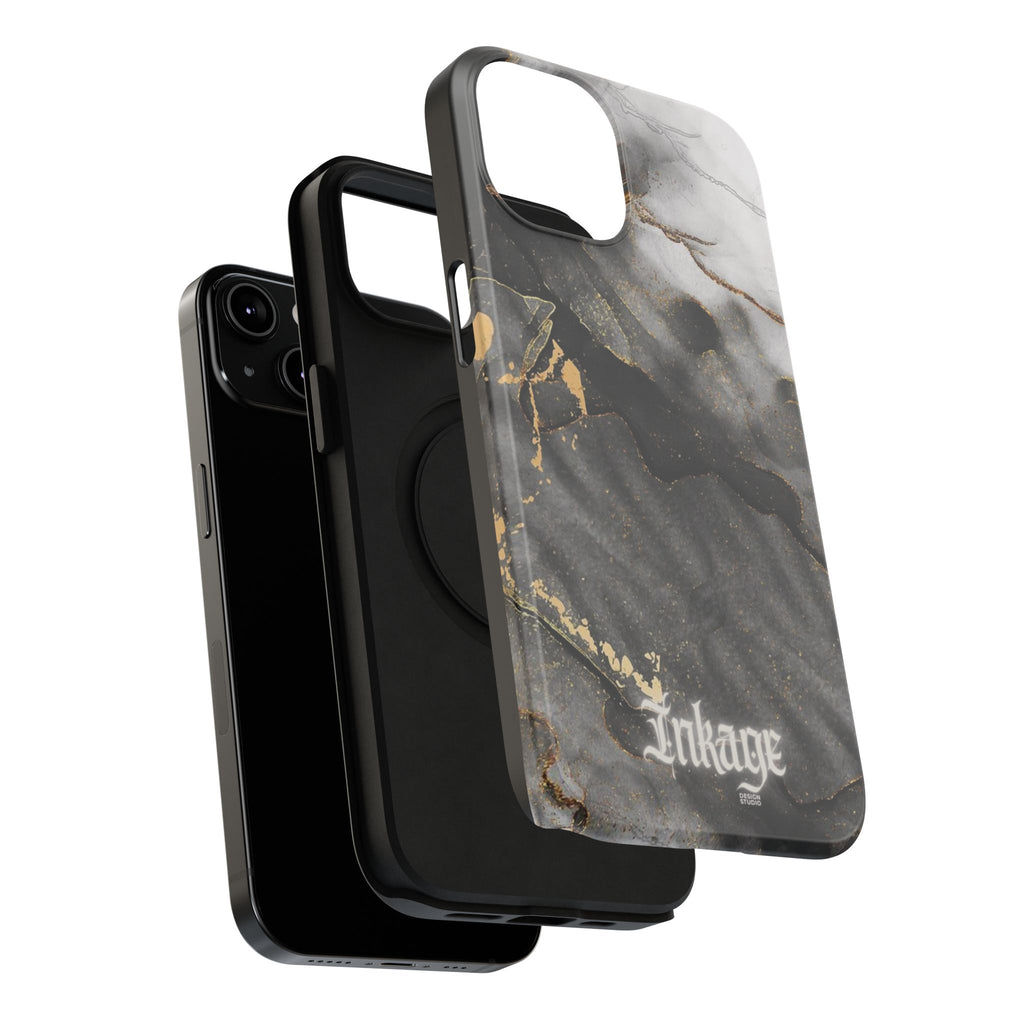 White Noir Marble Gold Foil Magnetic Phone Cases (Minimal)