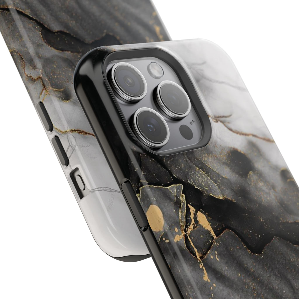 White Noir Marble Gold Foil Magnetic Phone Cases (Minimal)