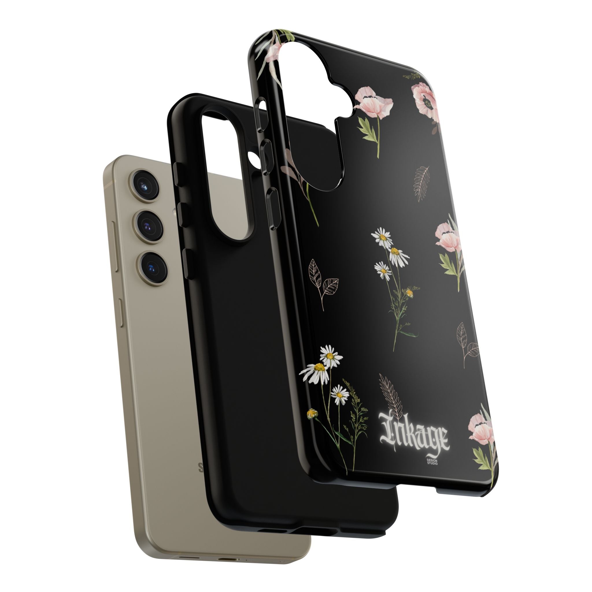Elegant Black Floral Tough Phone Cases (Minimal)