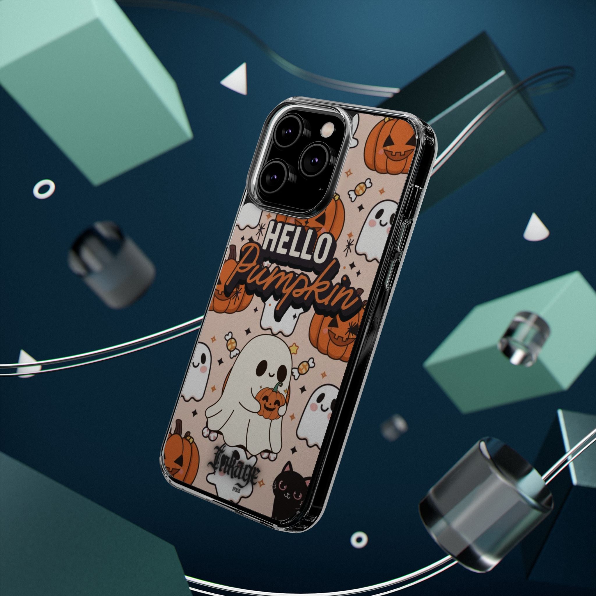 Cute Pumpkin Ghost Clear Impact Phone Case (Season)
