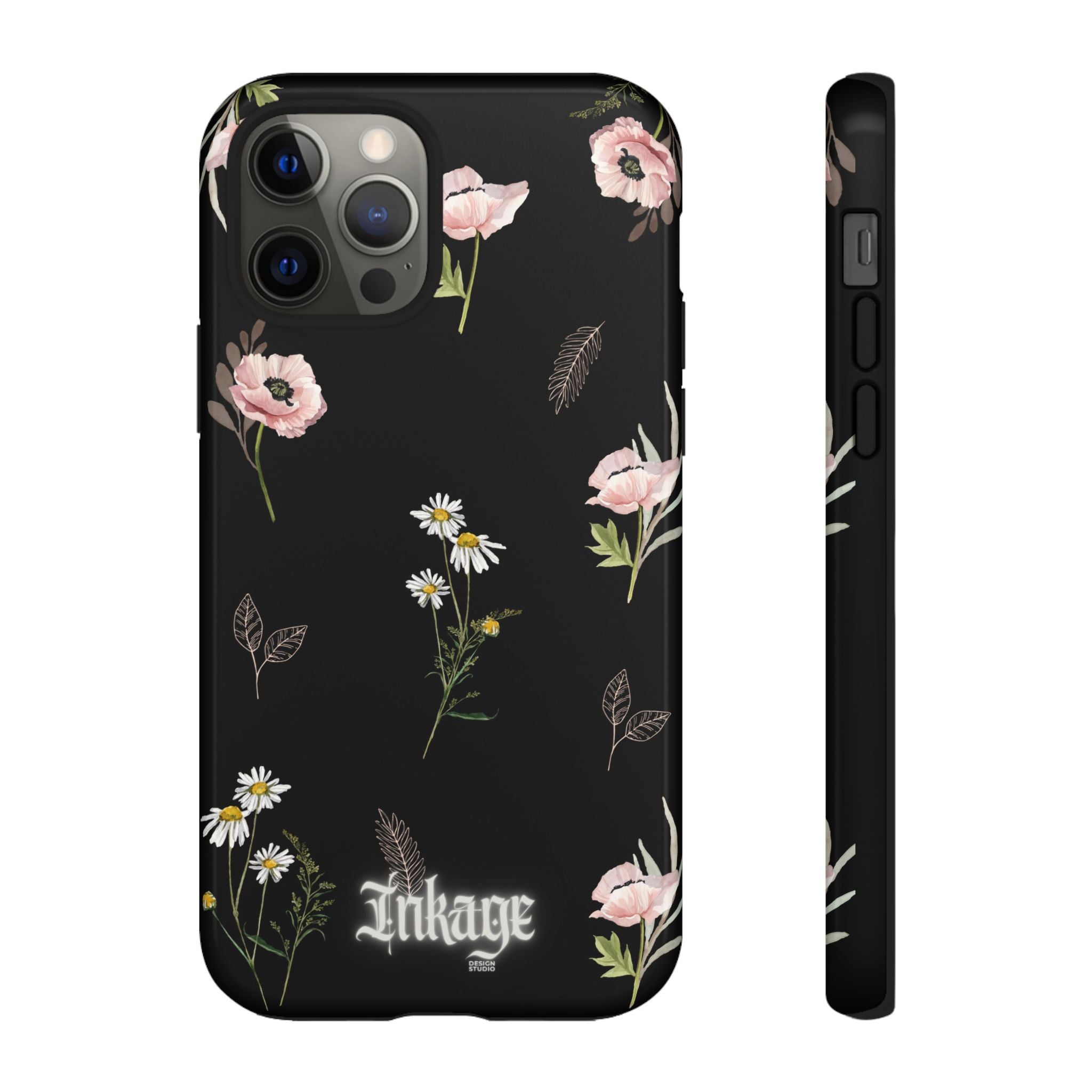 Elegant Black Floral Tough Phone Cases (Minimal)