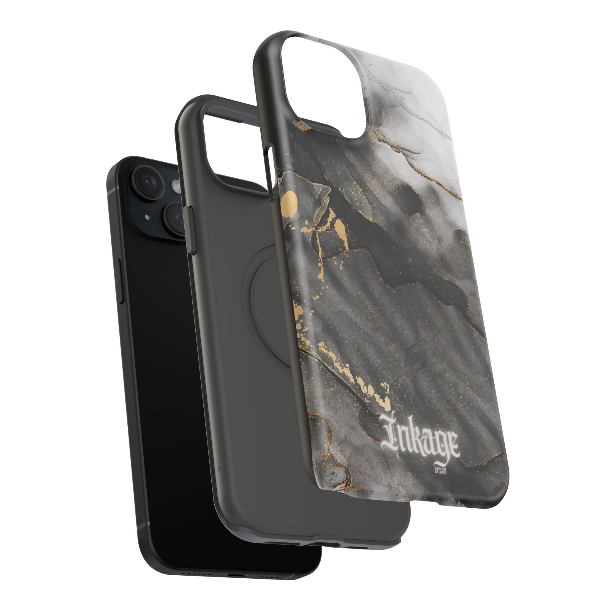 White Noir Marble Gold Foil Magnetic Phone Cases (Minimal)