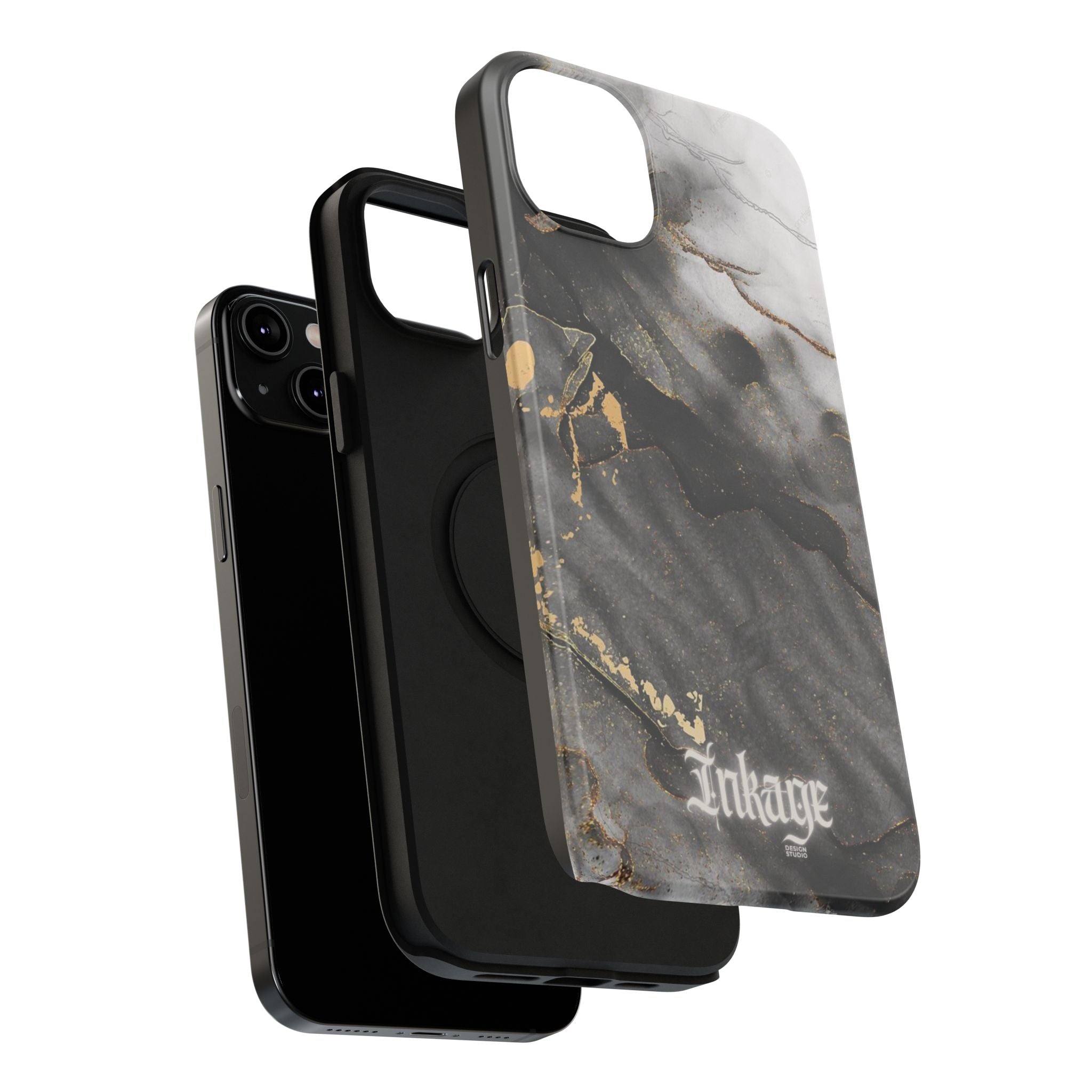 White Noir Marble Gold Foil Magnetic Phone Cases (Minimal)