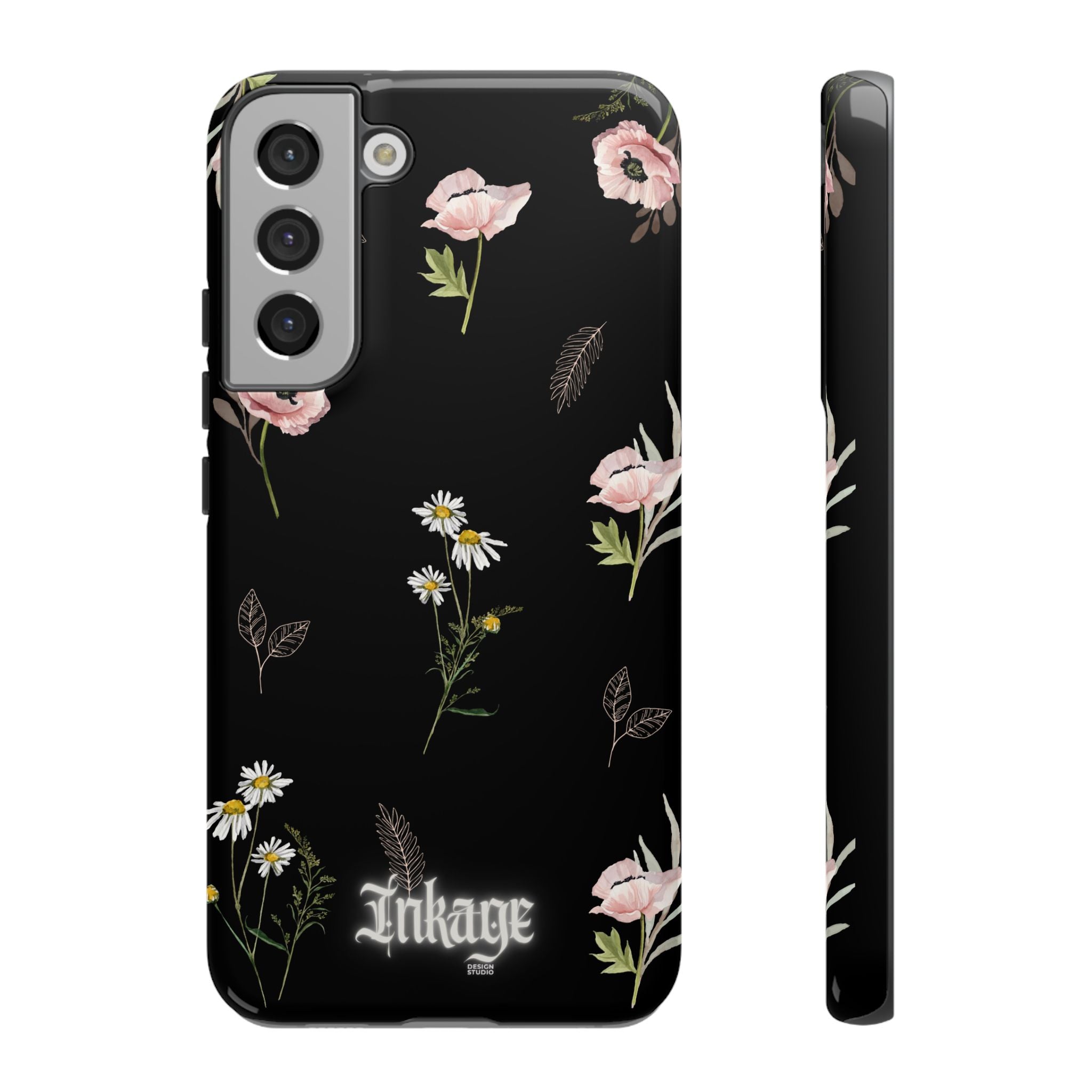 Elegant Black Floral Tough Phone Cases (Minimal)