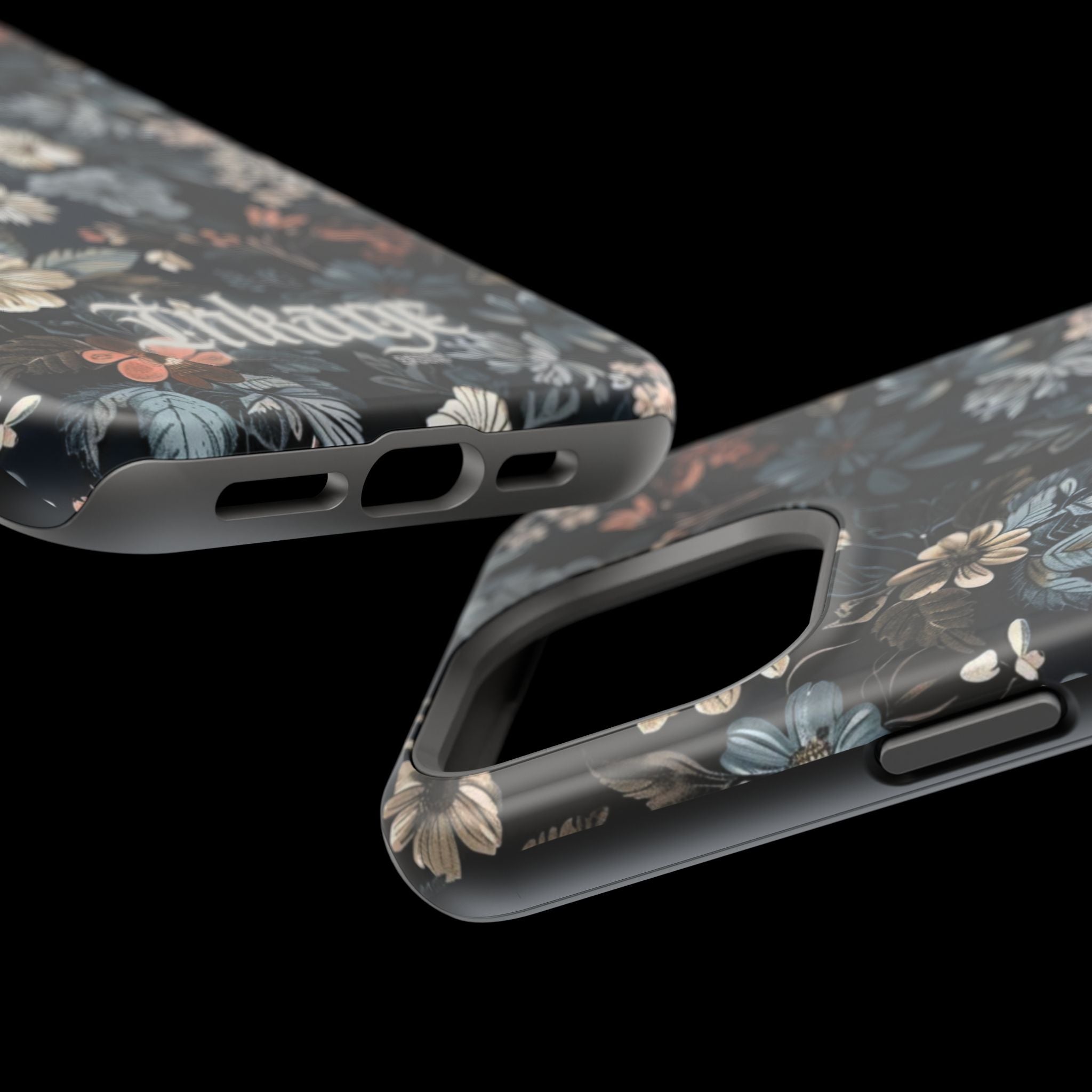 Black Florals Magnetic Phone Cases (Minimal)