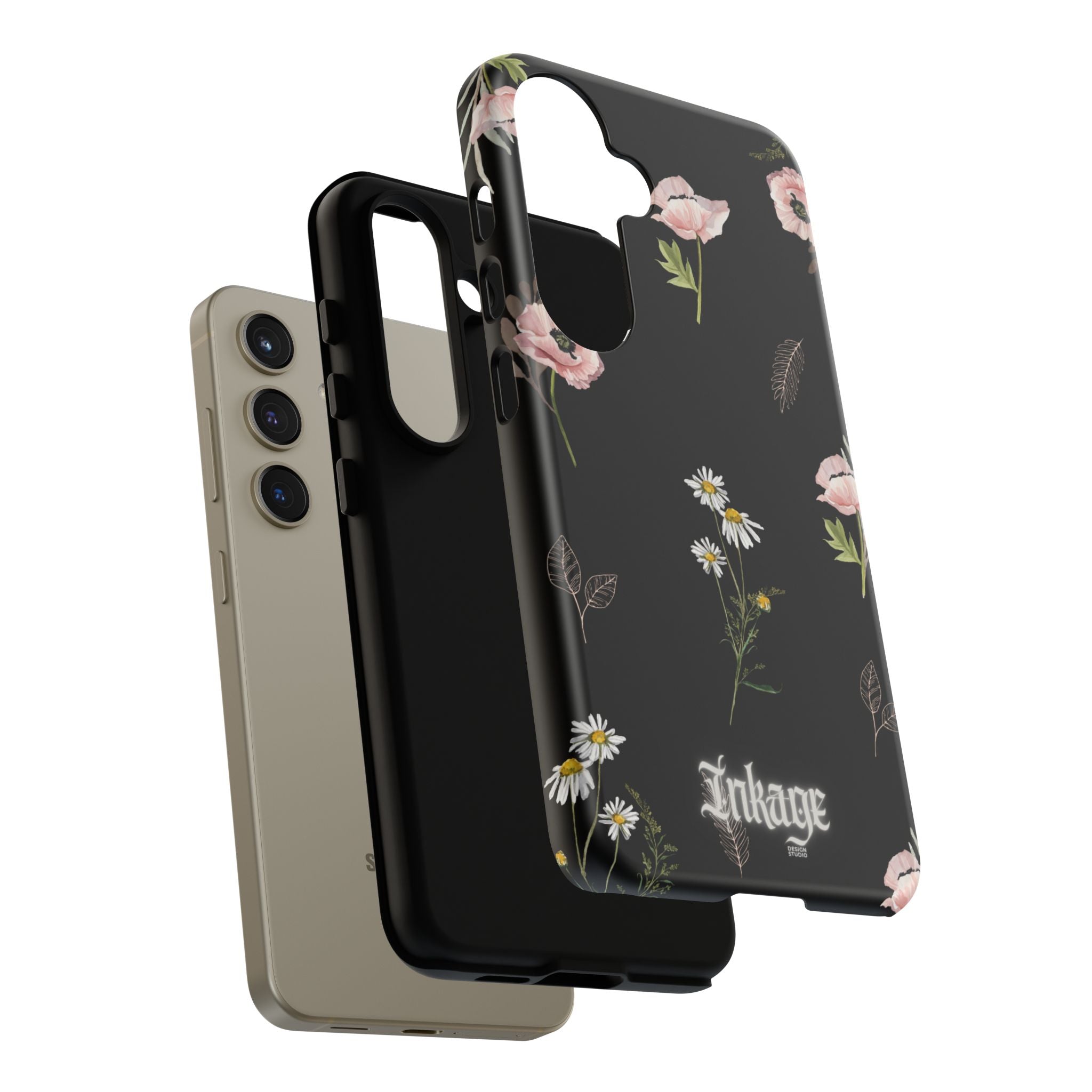 Elegant Black Florals Tough Phone Cases (Minimal)