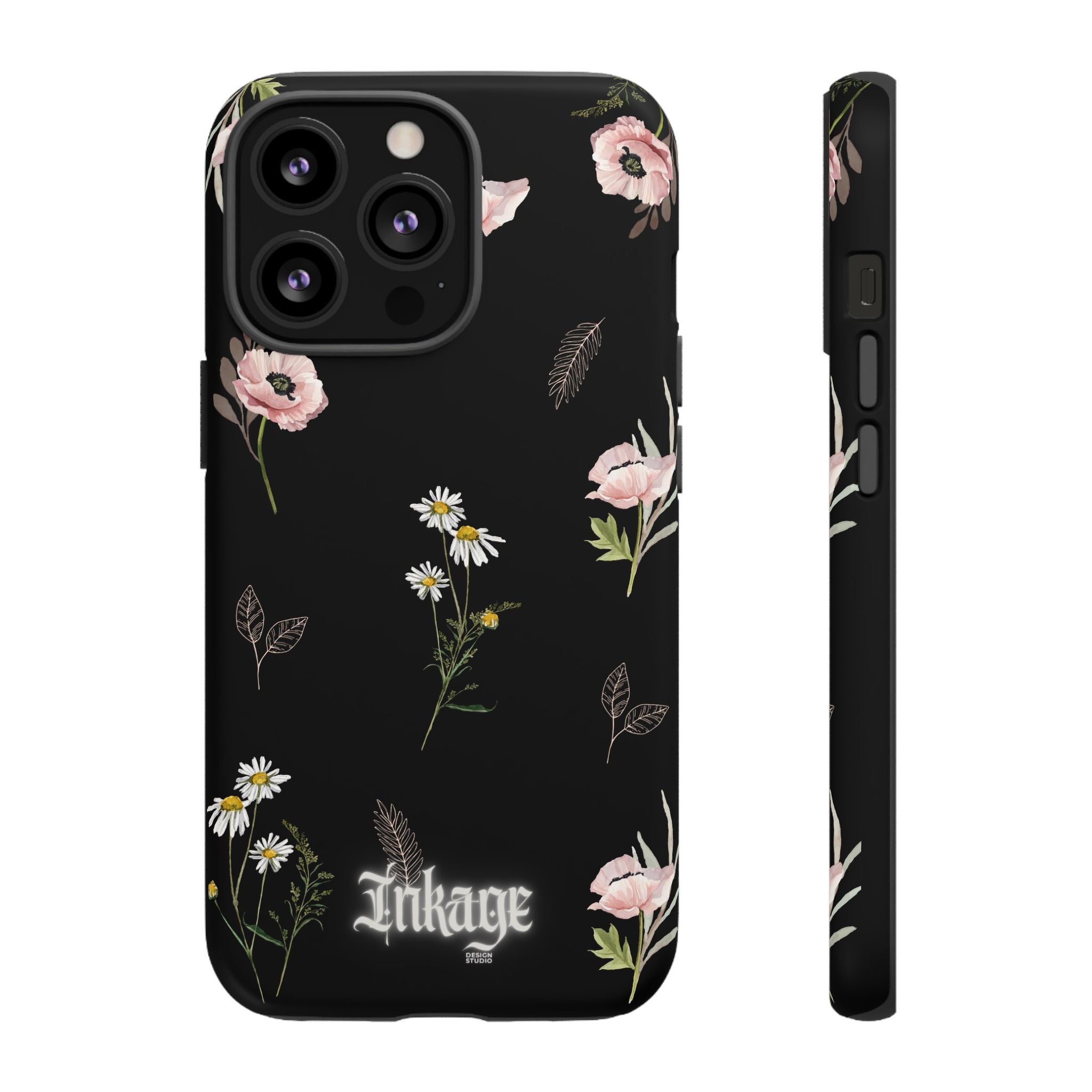 Elegant Black Floral Tough Phone Cases (Minimal)