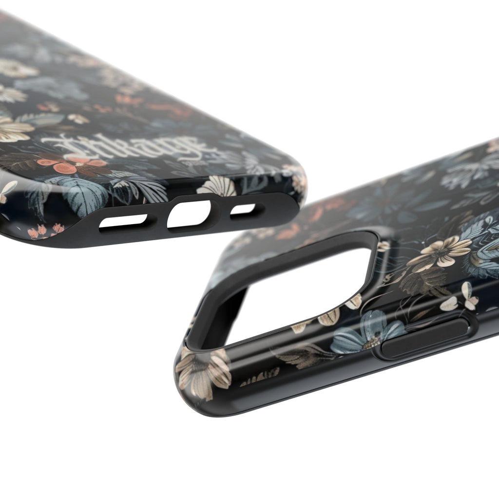 Black Florals Magnetic Phone Cases (Minimal)