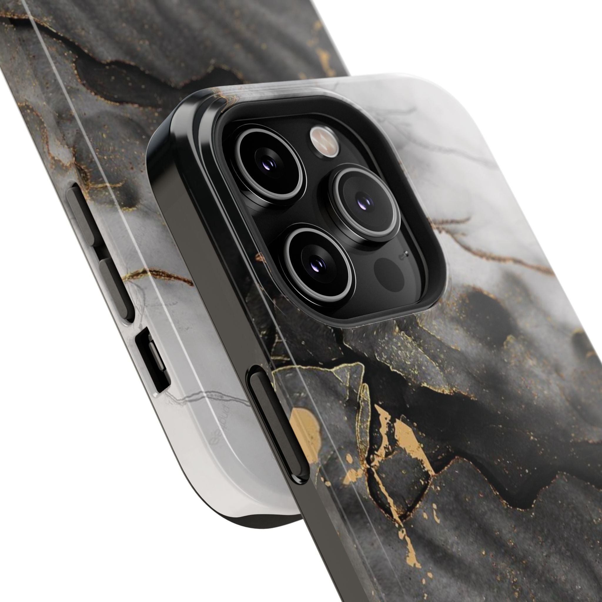 White Noir Marble Gold Foil Magnetic Phone Cases (Minimal)